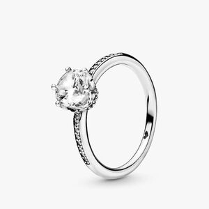 Pandora Clear Sparkling Crown Solitaire Ring, Sterling Silver